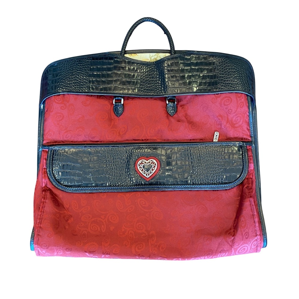 Brighton Travel Collection Red Jacquard Black Croc Garment Bag U188232 Heart